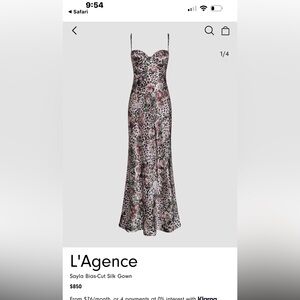 L'AGENCE sayla bias-cut silk gown NWT